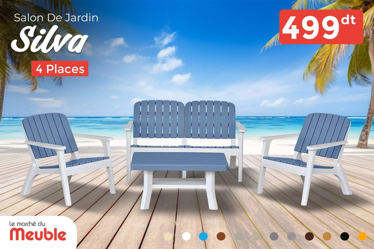 salon de jardin 4 places bleu et blanc en tunisie , commandez en ligne