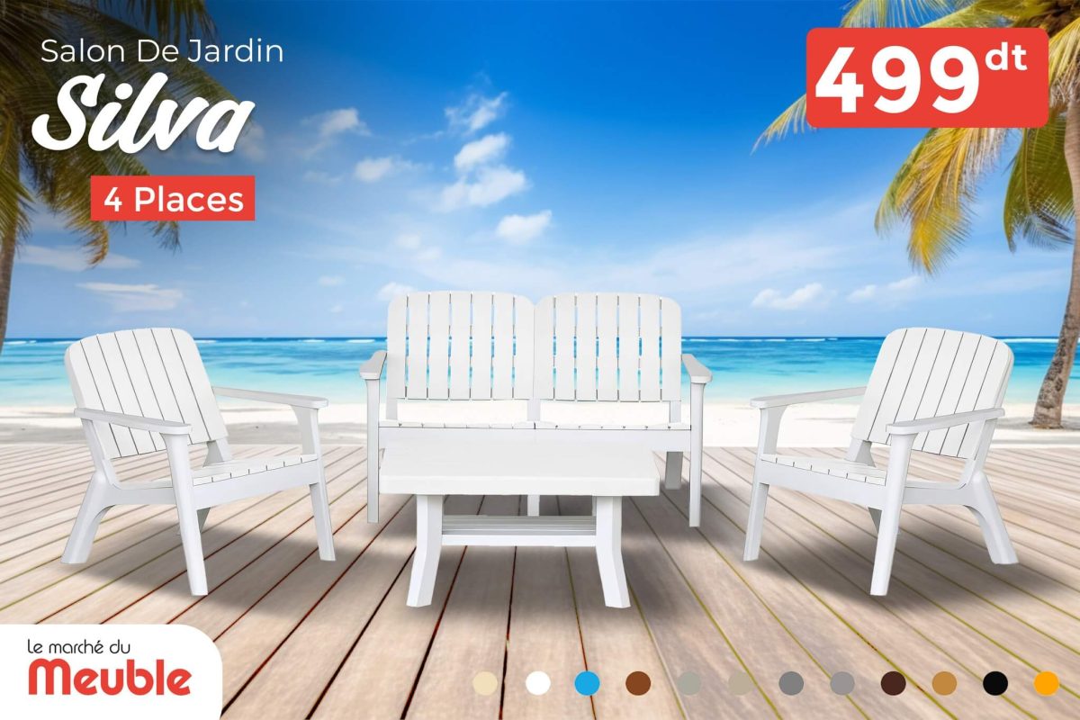 salon de jardin 4 places blanc en tunisie