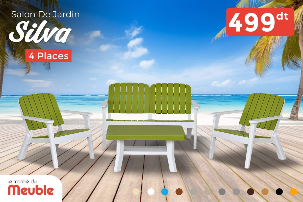 salon de jardin 4 places vert pistache en tunisie