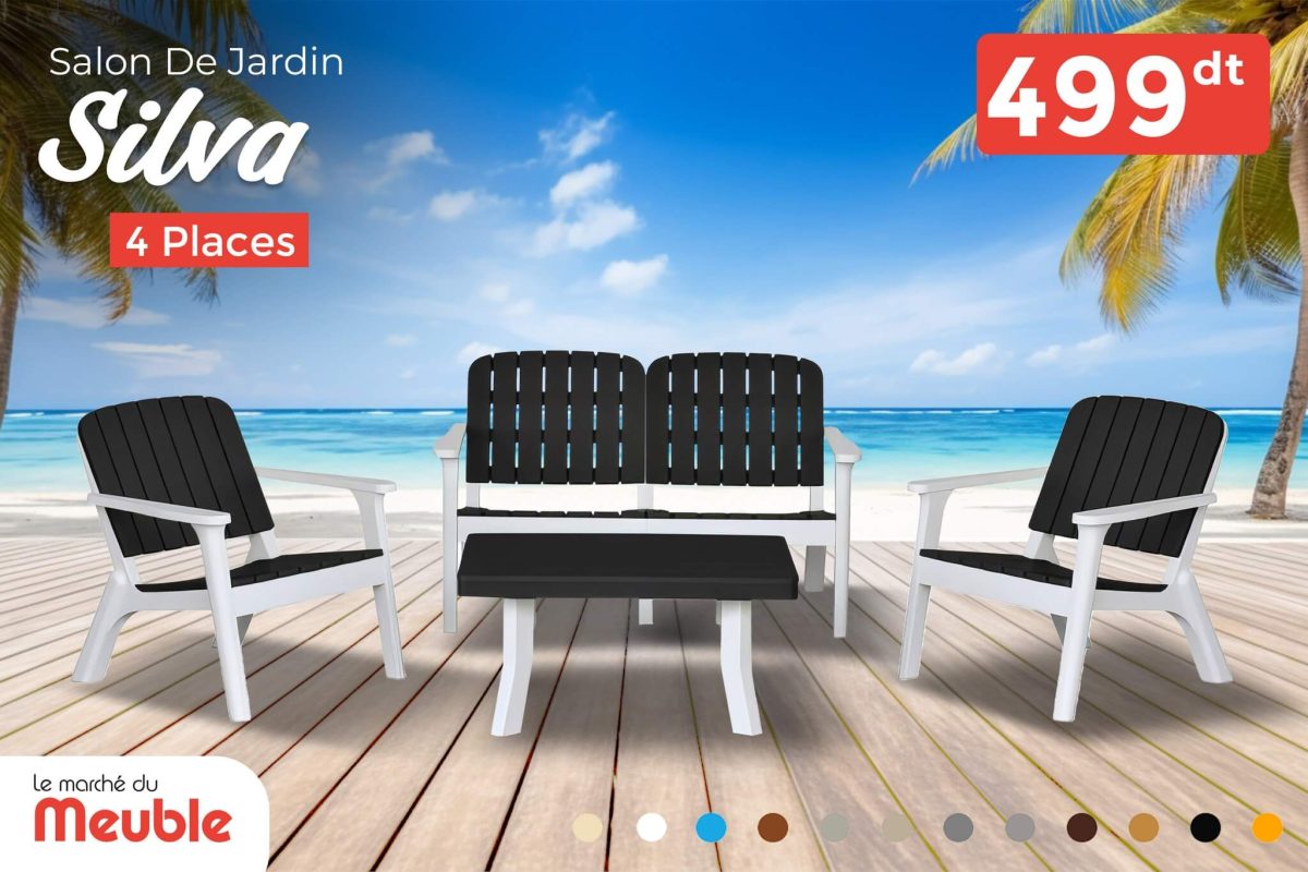 salon de jardin 4 places noir et blanc en tunisie , commandez en ligne