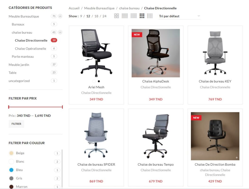 catalogue de chaises de bureau modernes et ergonomiques en tunisie chez le marché du meuble