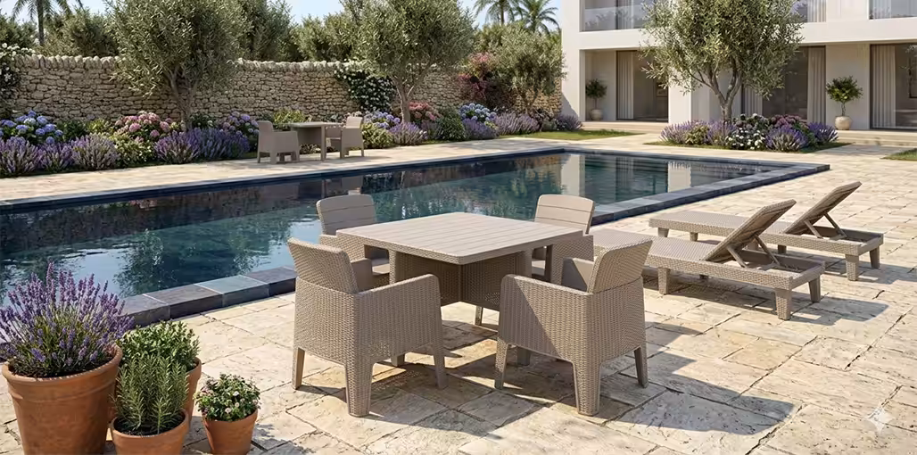 Table Jardin carrée avec 4 chaises 555dt
