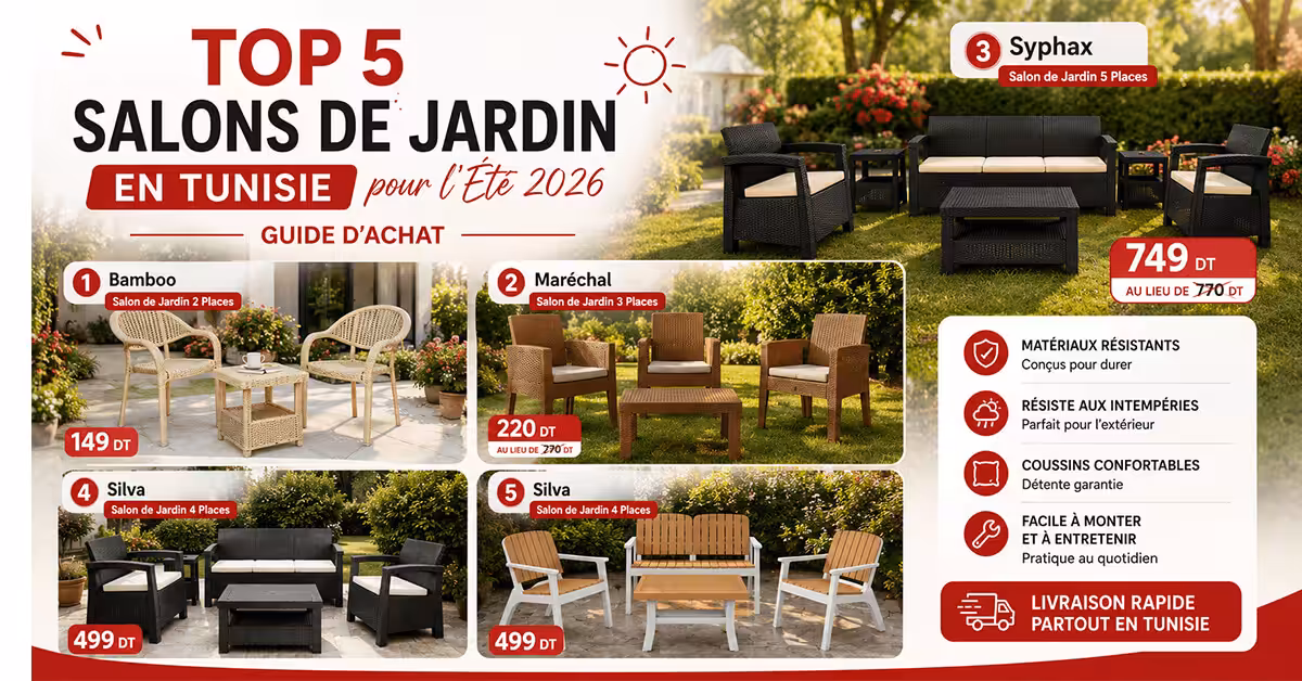 top 5 meilleurs salons de jardin en tunisie disponibles chez le marché du meuble