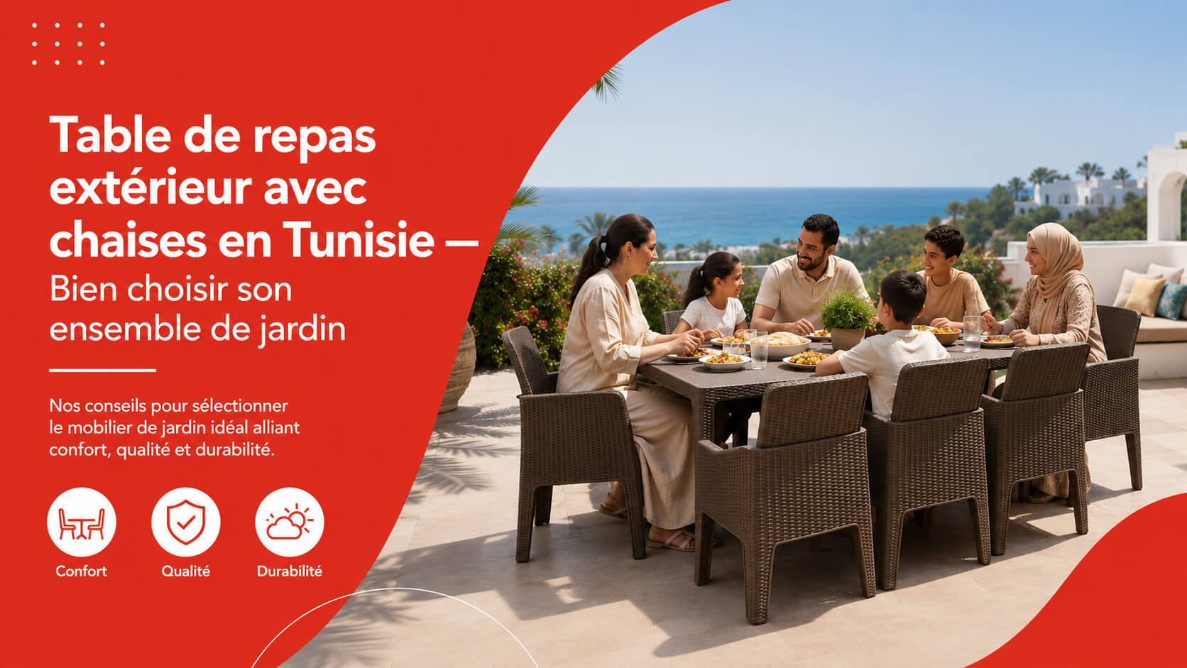 Table de repas extérieur avec chaises en Tunisie — Bien choisir son ensemble de jardin
