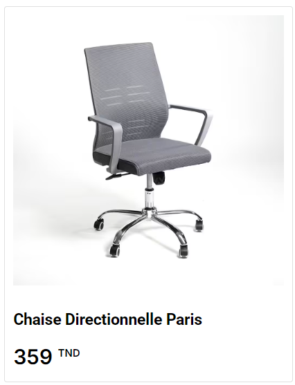 chaise de bureau avec accoudoirs en tunisie