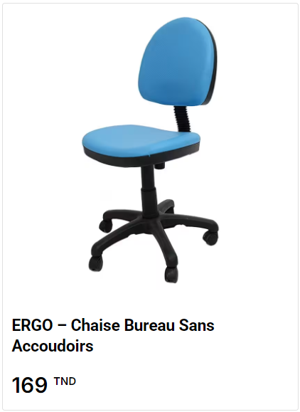 Chaise de bureau sans accoudoirs tunisie
