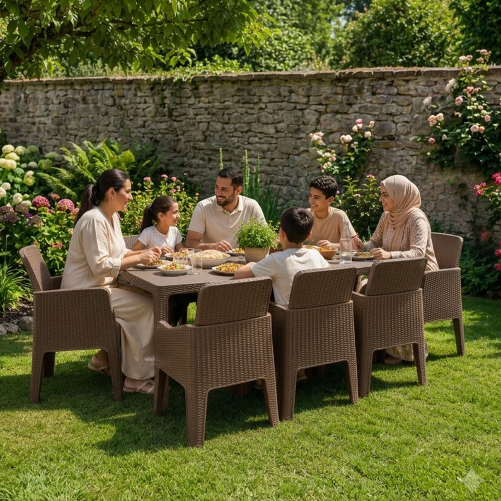 table de repas pour une famille de 6 personnes, idéal pour espace extérieur en tunisie