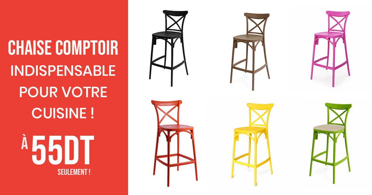 chaise comptoir ou tabouret bar pour cuisine moderne en tunisie